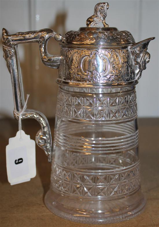 Plated mounted glass claret jug(-)